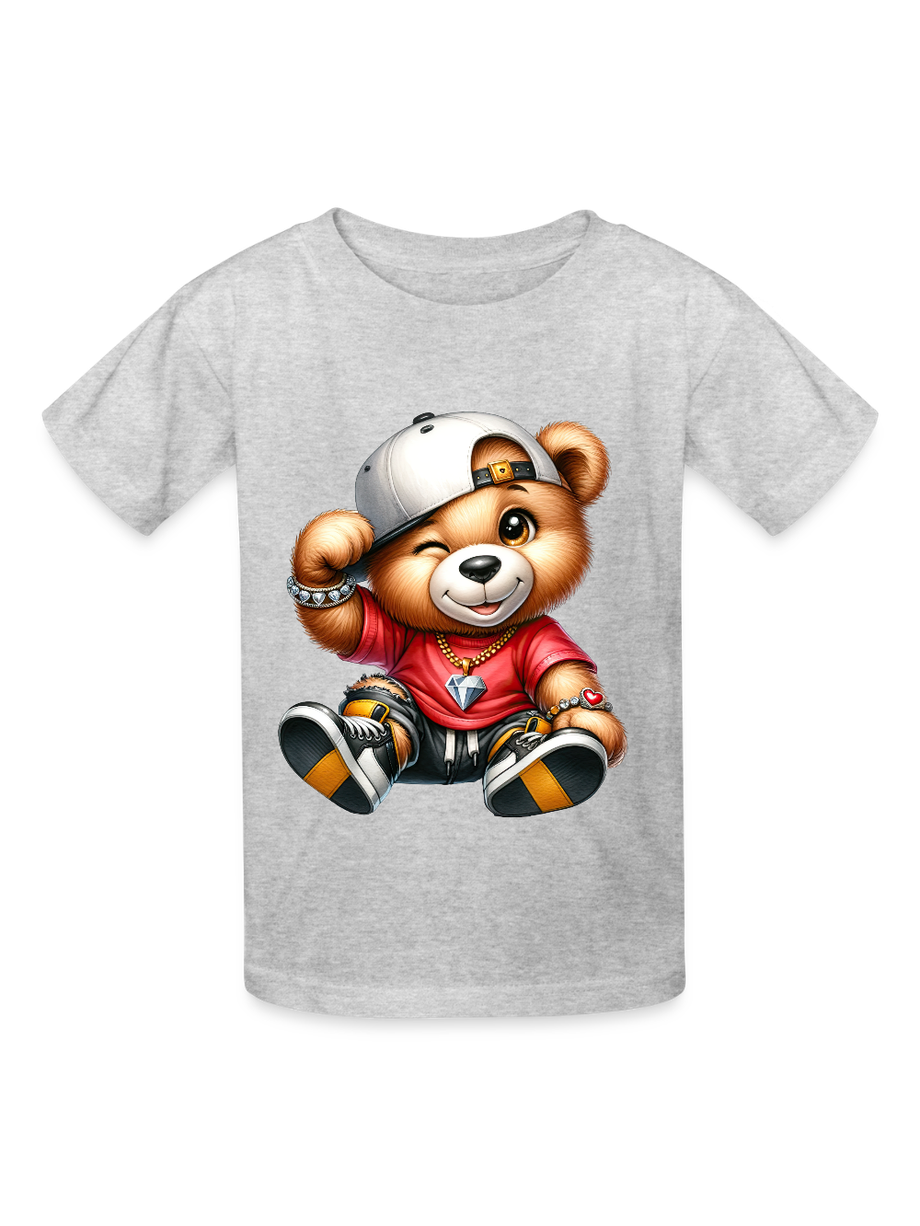 Boys Teddy Bear White Hat Short Sleeve T-Shirt