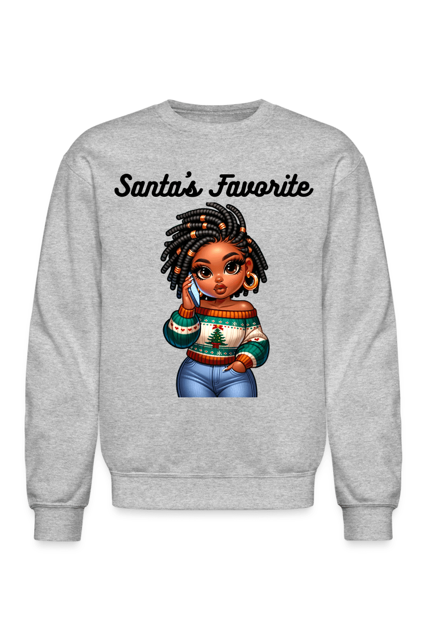 NicholesGifts African American Women Santa's Favorite Crewneck Christmas Sweatshirt NicholesGifts