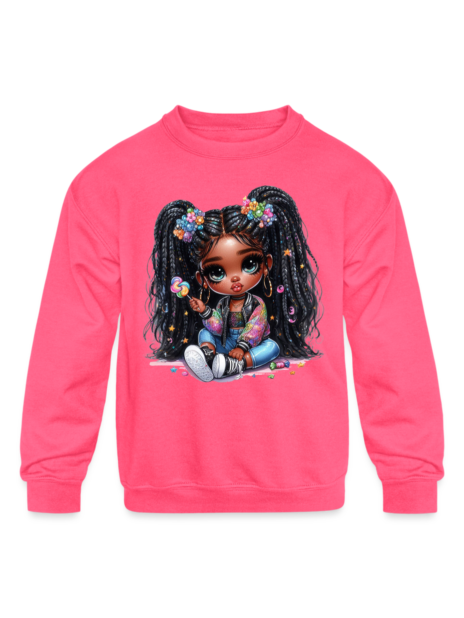 African American Toddler Girls Lollipop Girl Long Sleeve Crewneck Sweatshirt