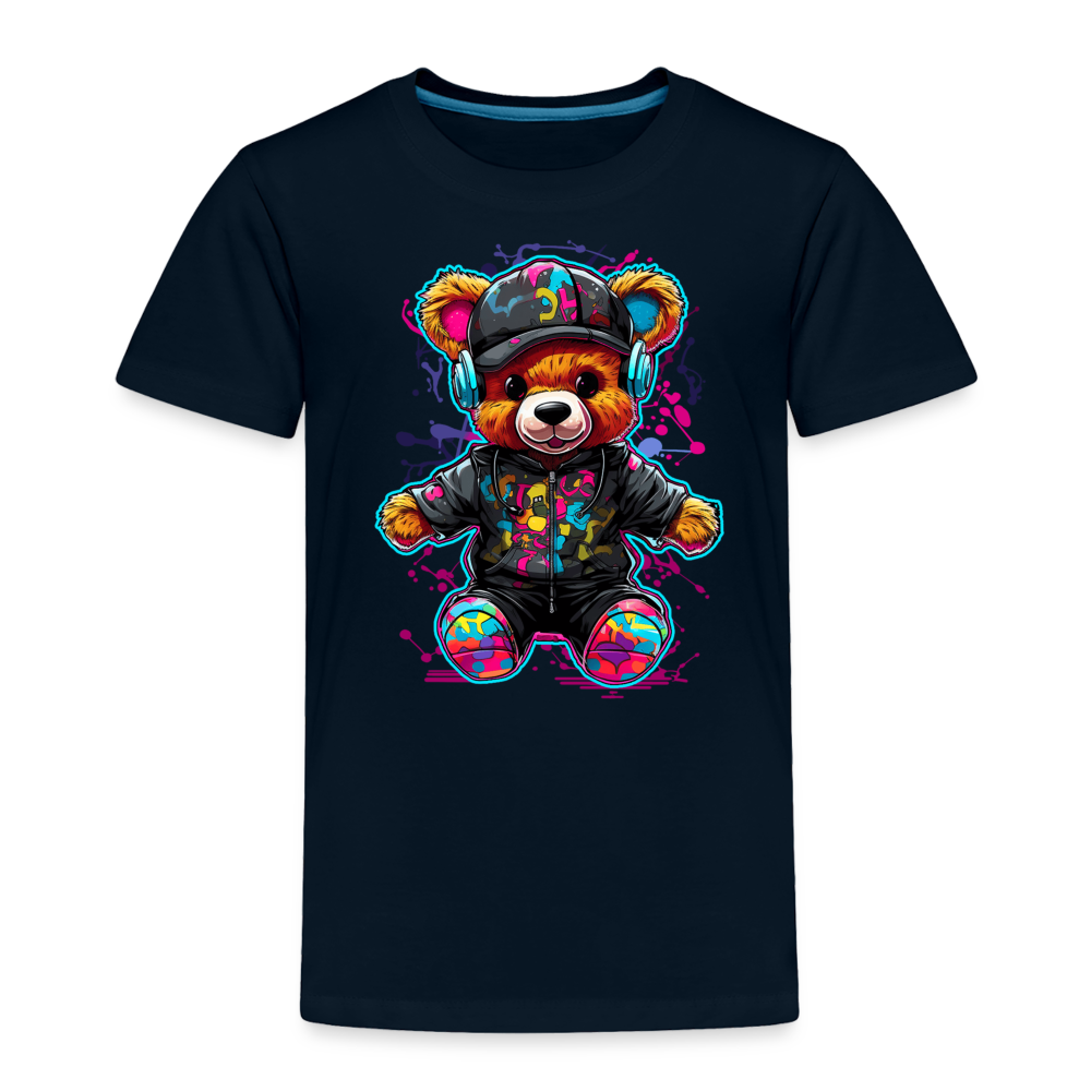 Toddler Boys Colorful Bear with Headphones Short Sleeve Crewneck T-Shirt NicholesGifts