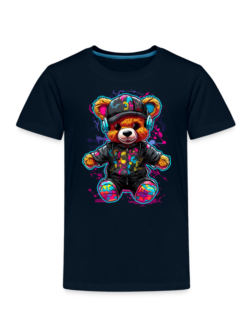 Toddler Boys Colorful Bear with Headphones Short Sleeve Crewneck T-Shirt