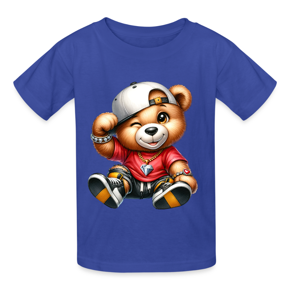 Boys Teddy Bear White Hat Short Sleeve T-Shirt NicholesGifts