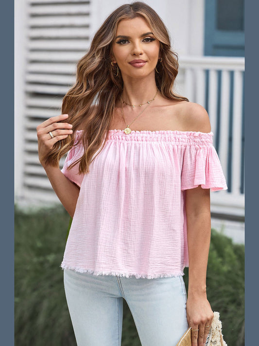 Off-Shoulder Short Sleeve Blouse