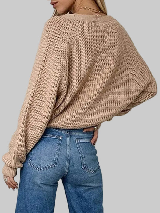 Women Button Up V-Neck Long Sleeve Cardigan nicholesgifts