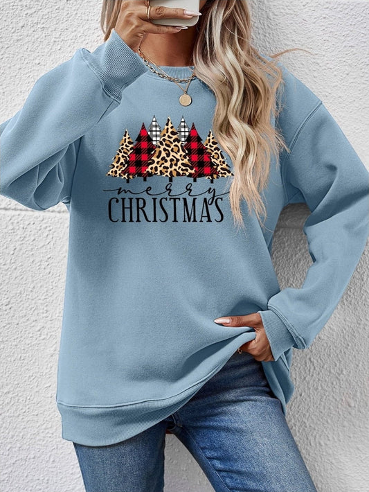 MERRY CHRISTMAS Round Neck Long Sleeve Sweatshirt NicholesGifts