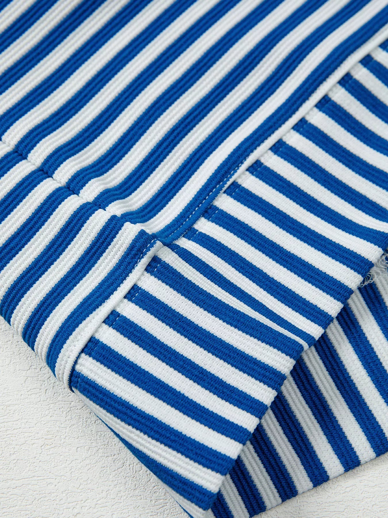 Stripe Quarter Zip Collar Long Sleeve Top Trendsi