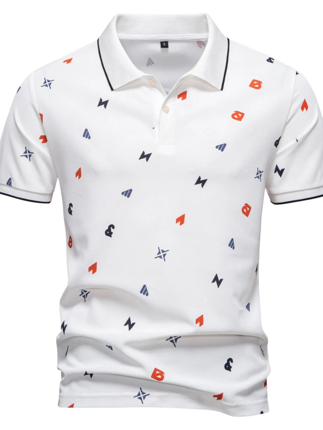 Men's Geometric Print Short Sleeve Polo Shirt