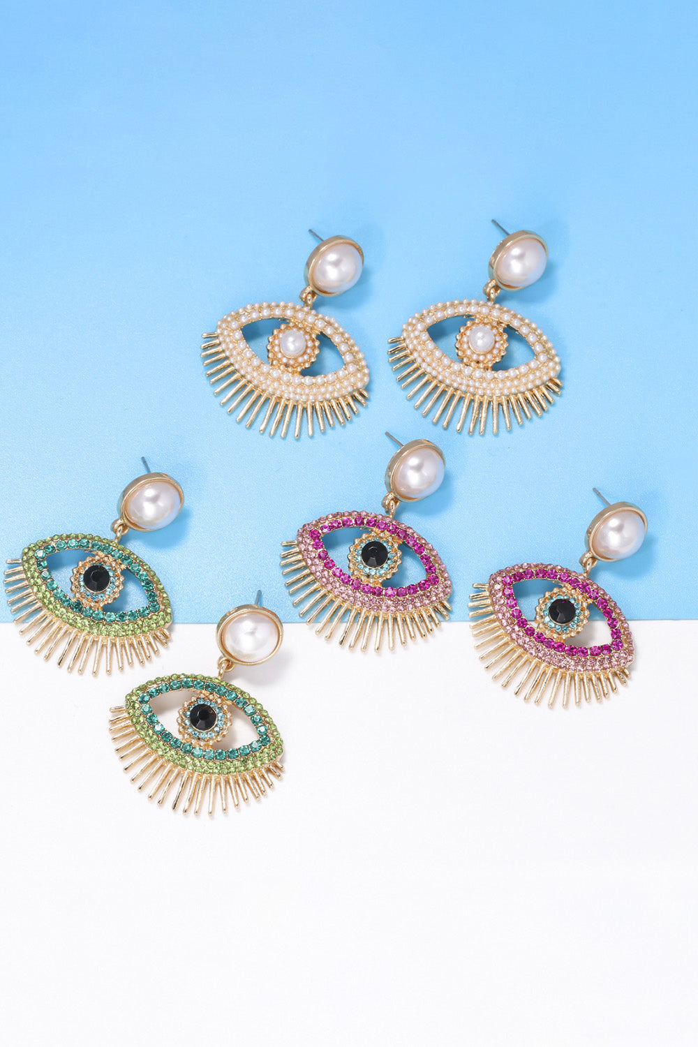 Women Evil Eye Shape Rhinestone Zinc Alloy Synthetic Dangle Halloween Earrings NicholesGifts