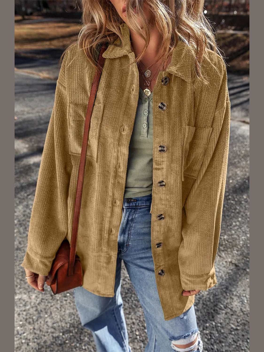 NicholesGifts Women Button Up Long Sleeve Jacket