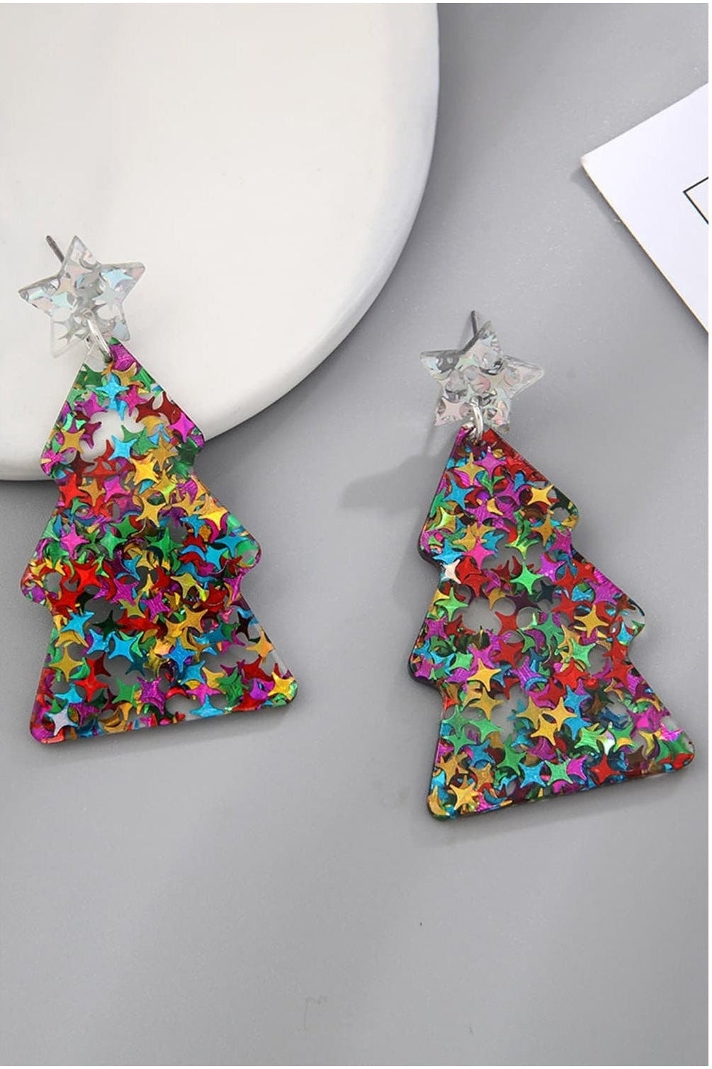 Women Christmas Tree Acrylic Earrings NicholesGifts