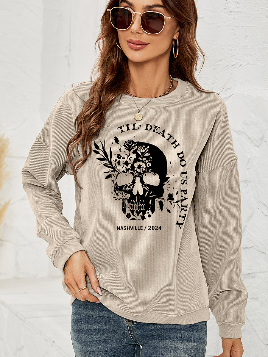 Women Skull Graphic Dropped Shoulder Sweatshirt NicholesGifts