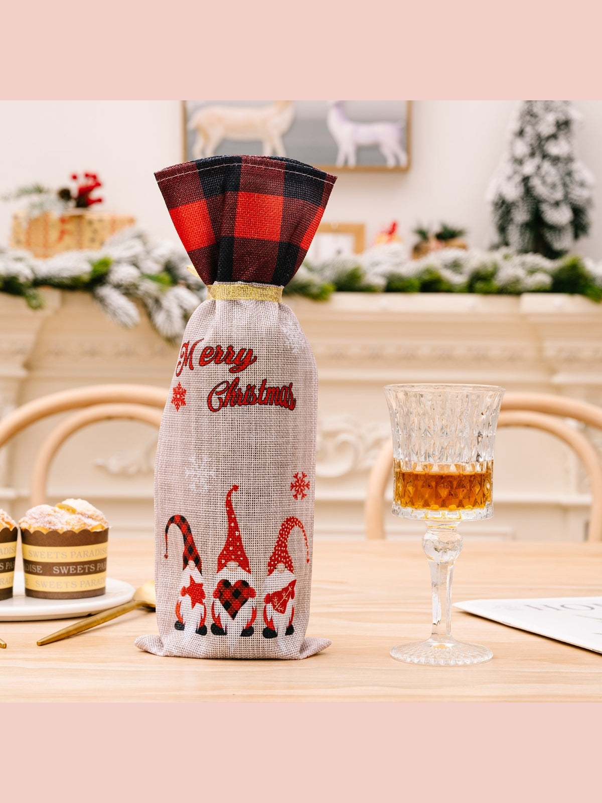 2-Piece Christmas Plaid Wine Bottle Covers NicholesGifts