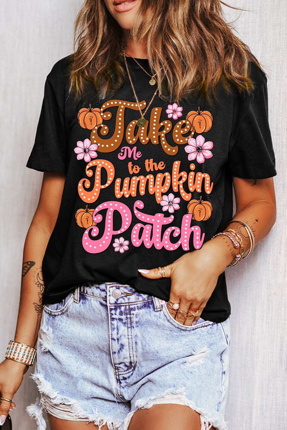 Letter Graphic Round Neck Short Sleeve T-Shirt NicholesGifts