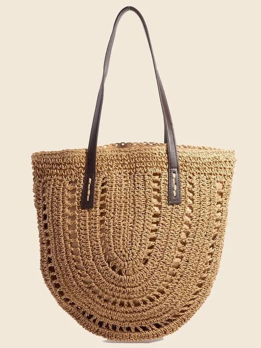 Fame Straw Braided Rounded Tote Bag