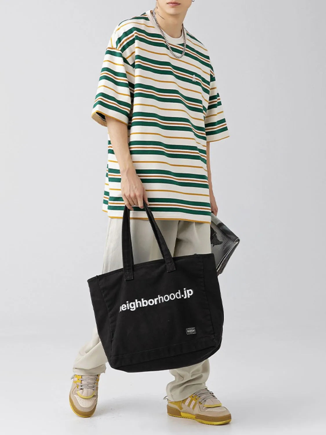 Men's Plus Size Basic style Round Neck Striped T-Shirt