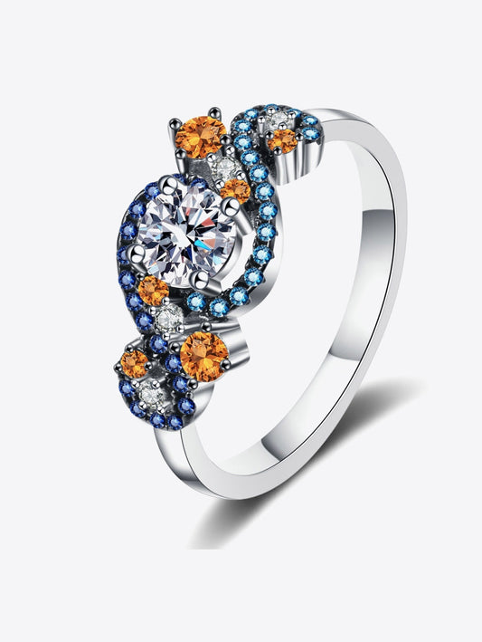 Women Moissanite Contrast 925 Sterling Silver Ring