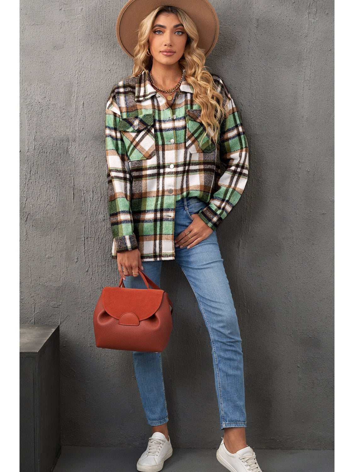 Plaid Pocketed Button Down Shacket NicholesGifts