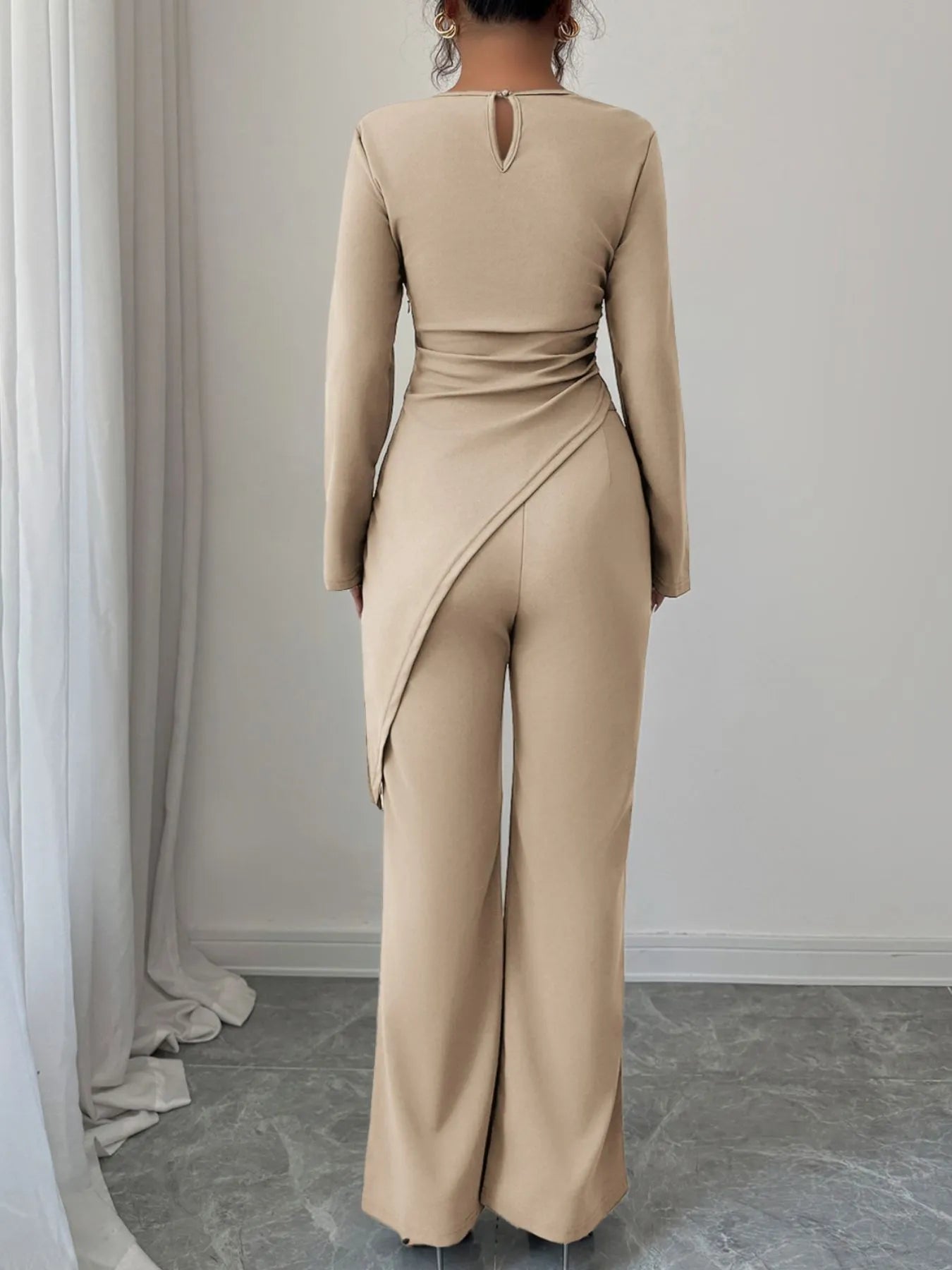 Asymmetric Long Sleeve Top and Pants Set nicholesgifts