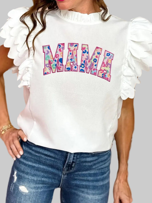 MAMA Mock Neck Cap Sleeve Blouse nicholesgifts