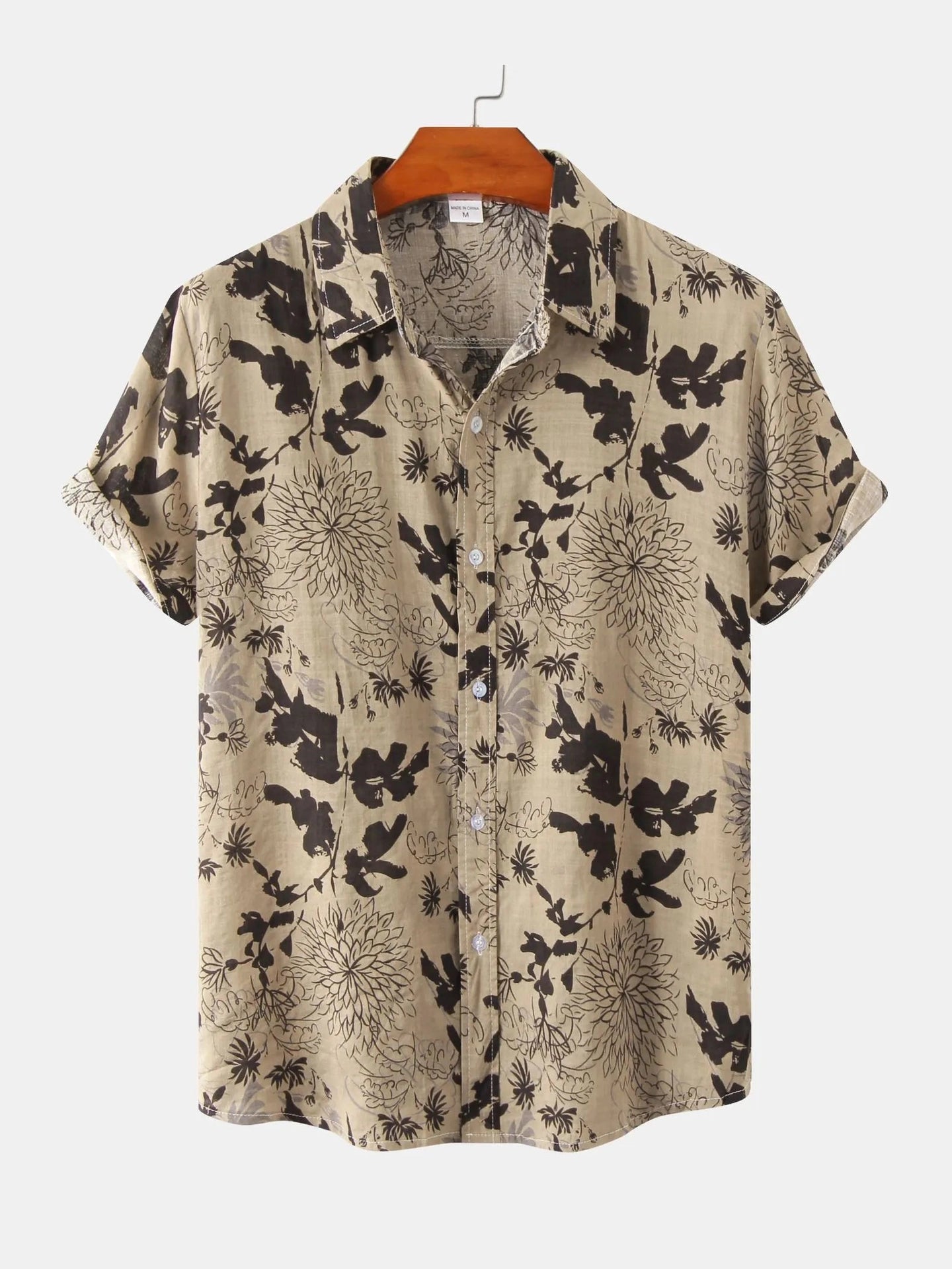 Men's Plus Size Floral Print Short Sleeve Button Down Shirt Trendsi