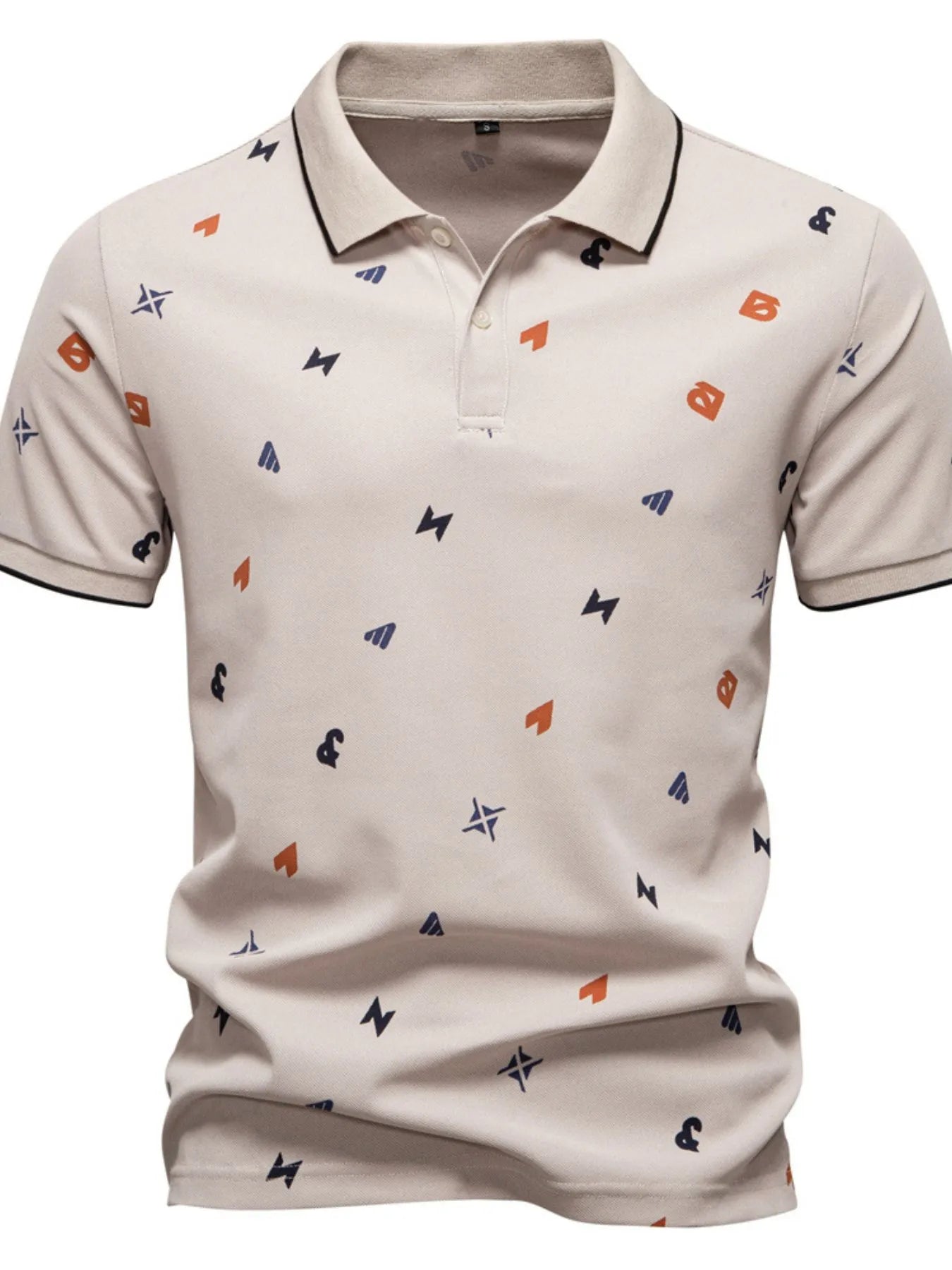 Men's Geometric Print Short Sleeve Polo Shirt
