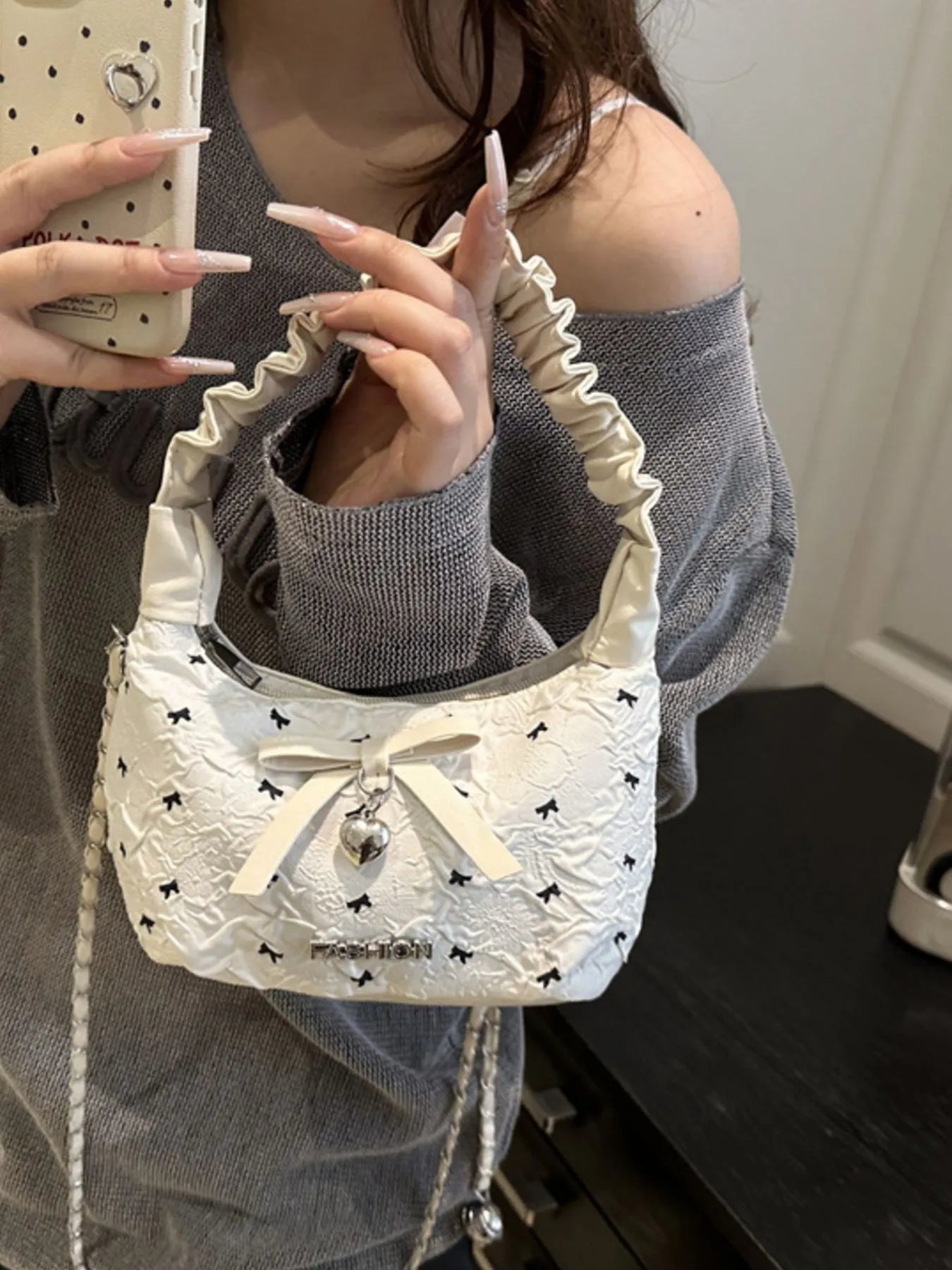 Bow Ruched Strap Crossbody Bag Trendsi