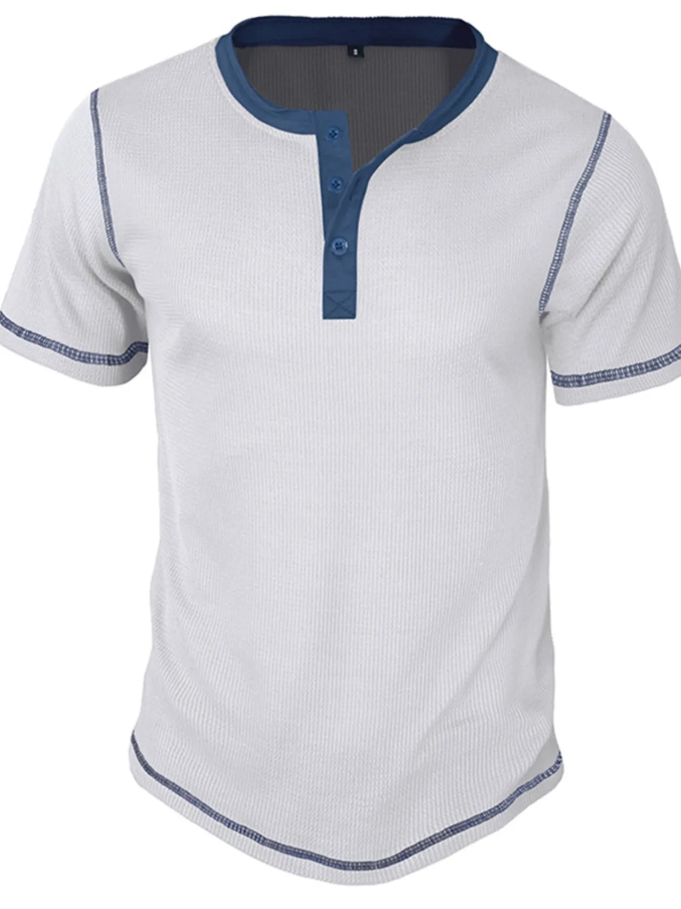 Men's Full Size Contrast Stitch Henley Polo Shirt Plus Size