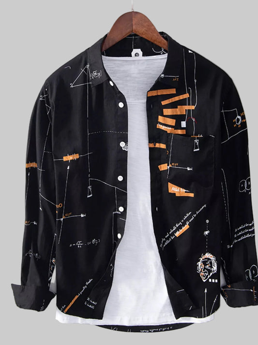 Men's Plus Size Casual Printed Long Sleeve Shirt nicholesgifts
