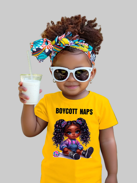 African American Toddler Girls Boycott Naps Short Sleeve T-Shirt nicholesgifts