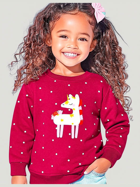 Toddler Girls Unicorn Round Neck Sweatshirt