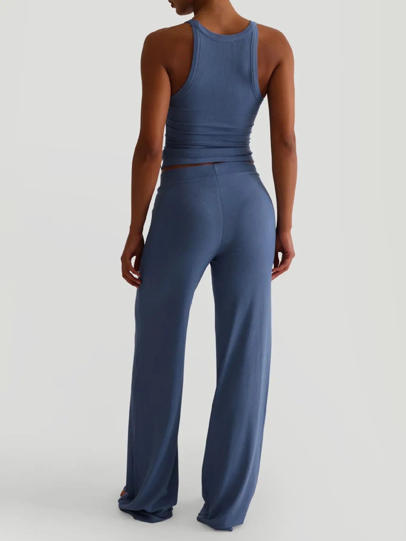 Ribbed Tank and High-Waisted Pants Active Set Trendsi