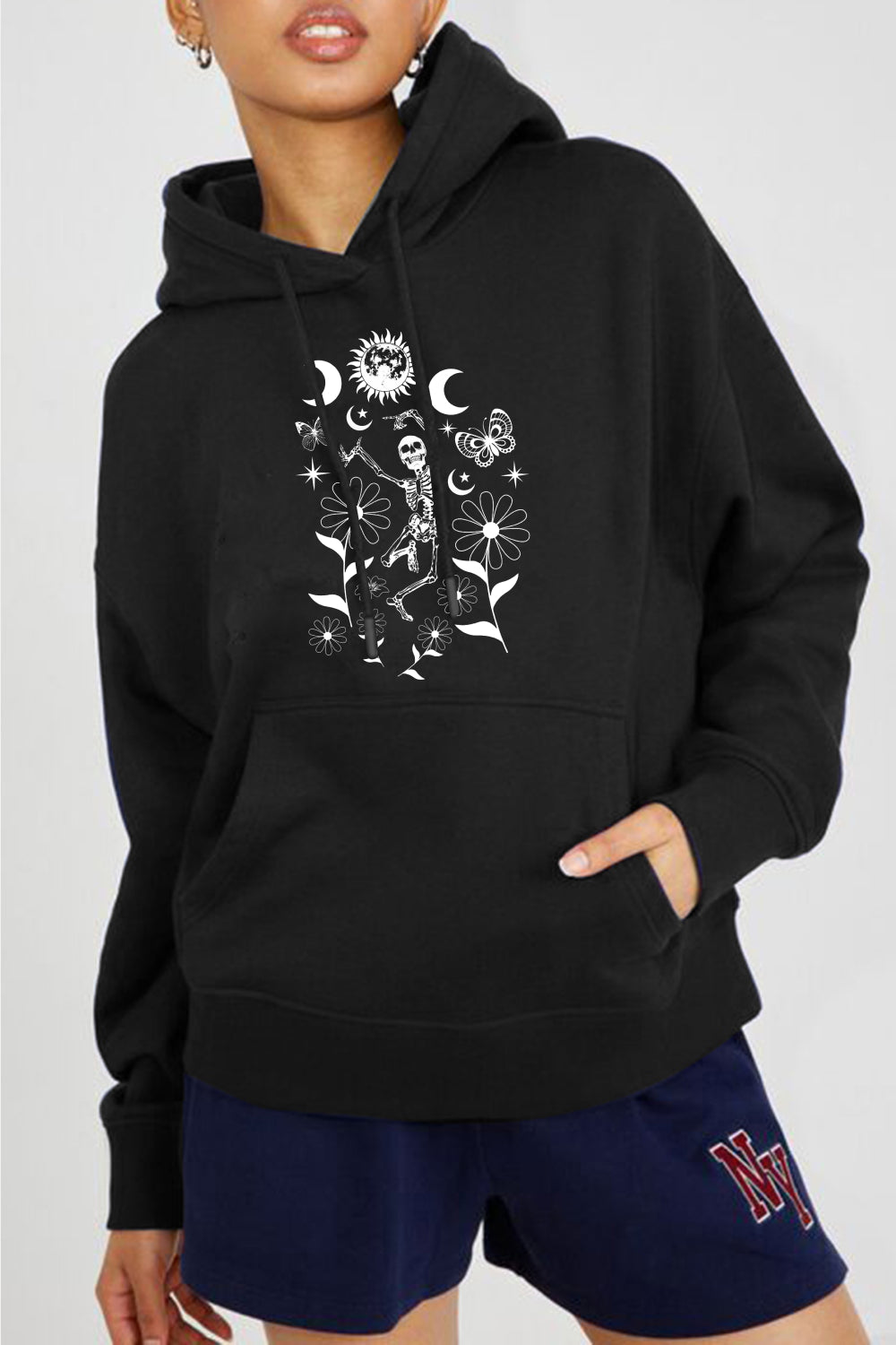 Women Simply Love Full Size Dancing Skeleton Graphic Hoodie NicholesGifts