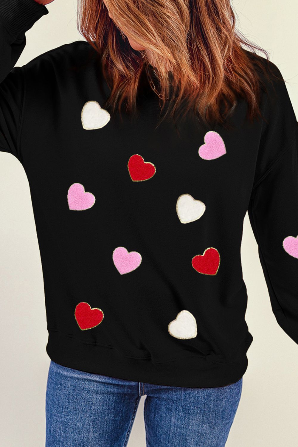 Valentine's Day Contrast Heart Long Sleeve Sweatshirt NicholesGifts
