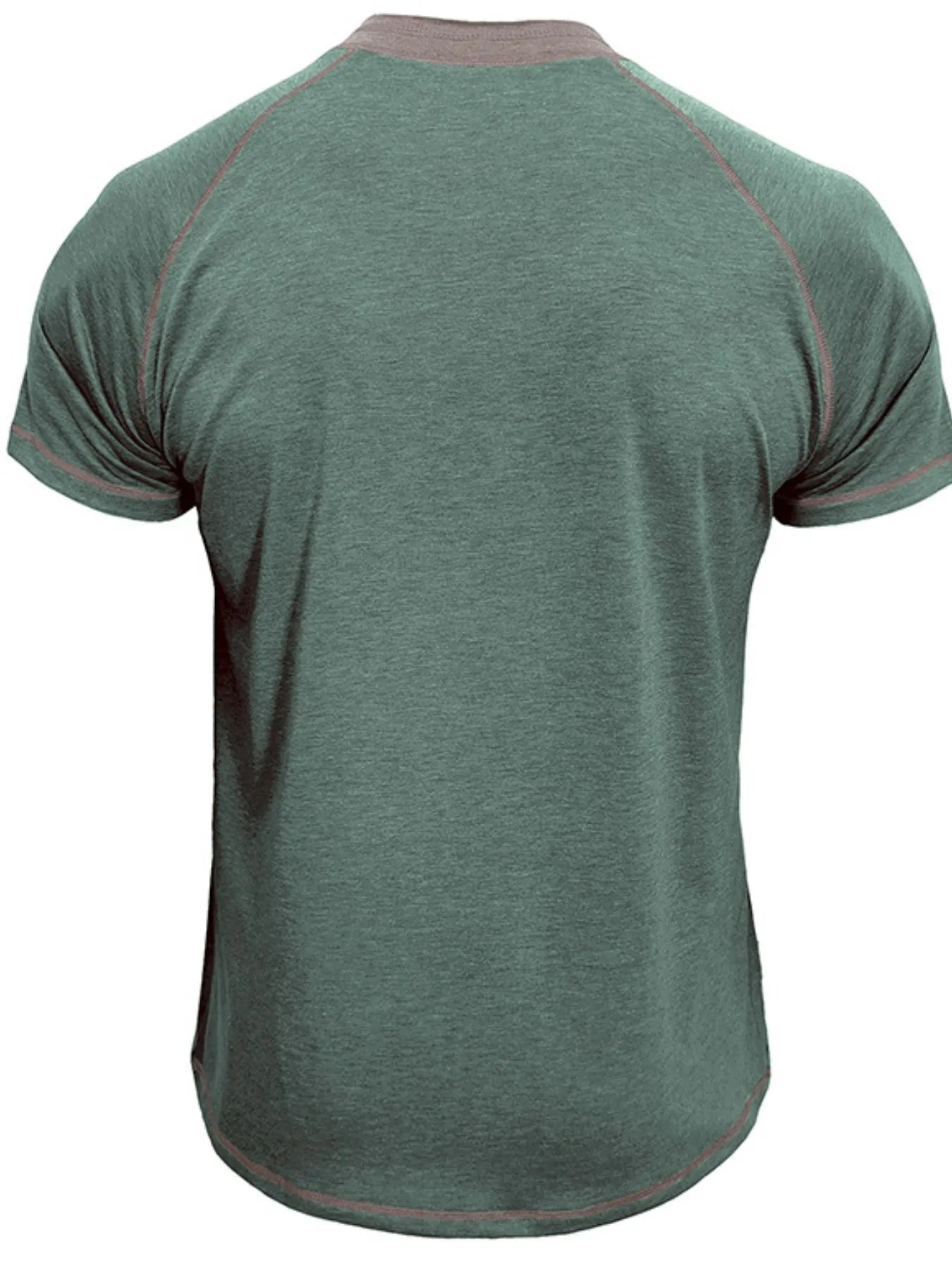 Men's Casual Henley Polo T-Shirt with Contrast Stitching