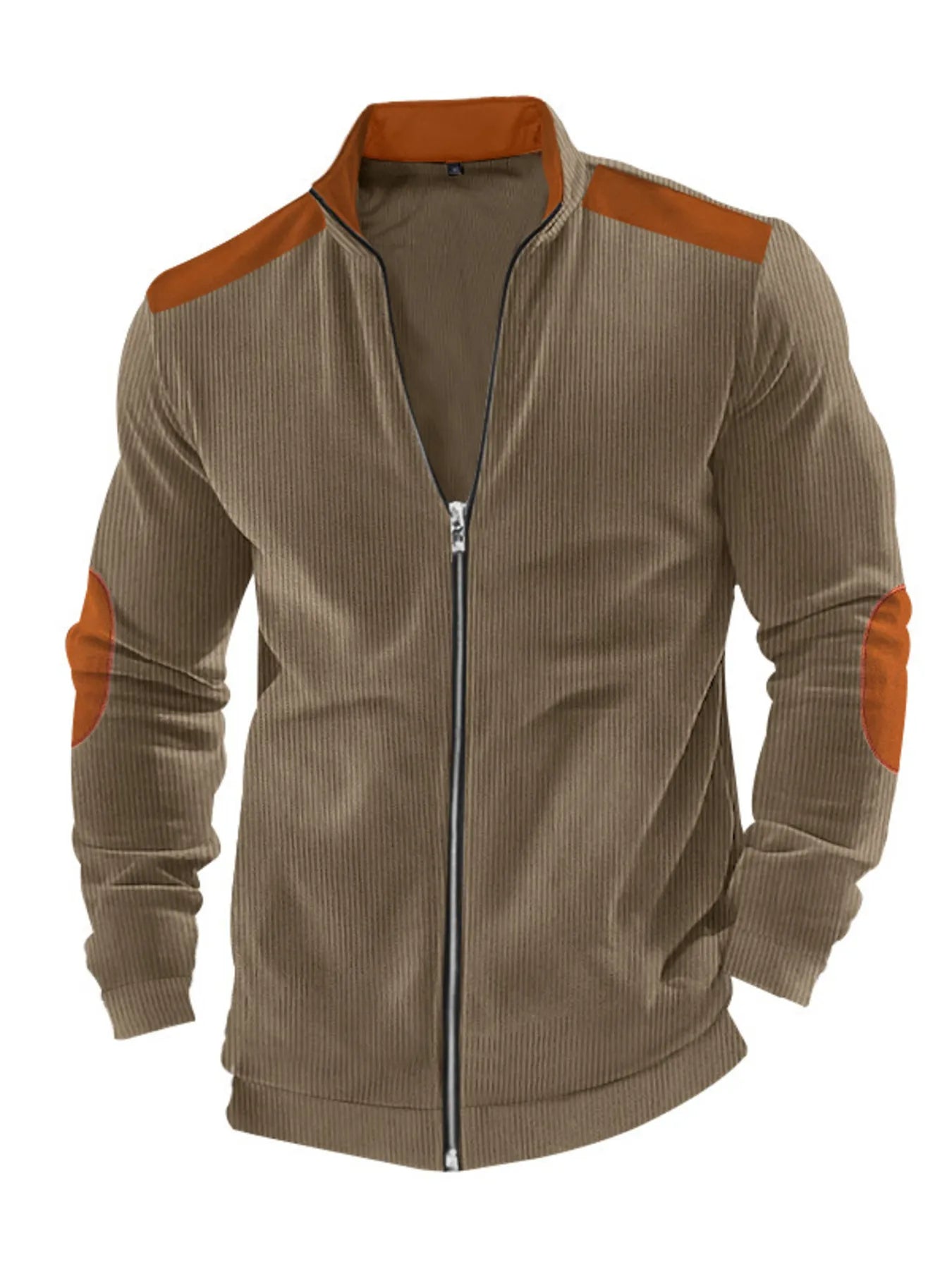 Men's Full Size Zip Up Long Sleeve Jacket Plus Size Trendsi