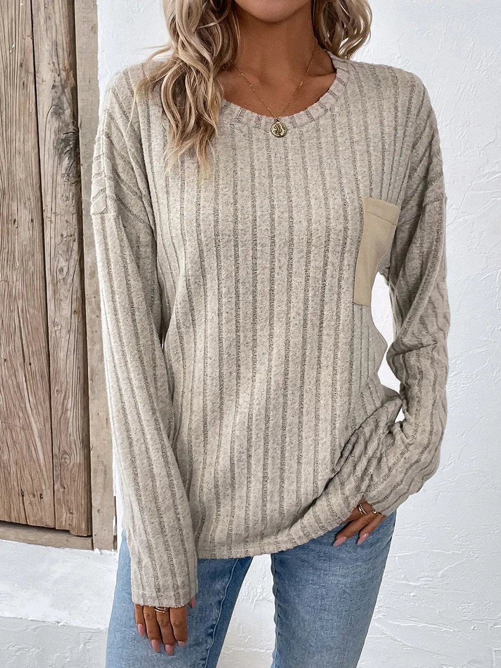 Round Neck Dropped Shoulder T-Shirt nicholesgifts