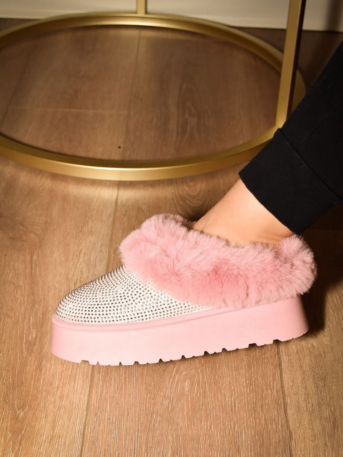 Women WILD DIVA Embellished Faux Fur Platform Booties NicholesGifts