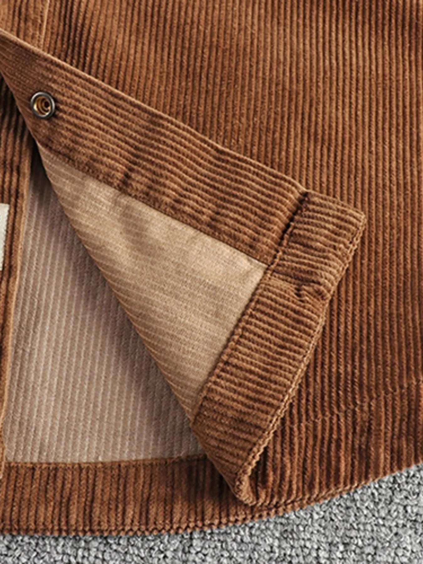 Men's Plus Size Corduroy Button Up Long Sleeve Jacket Trendsi