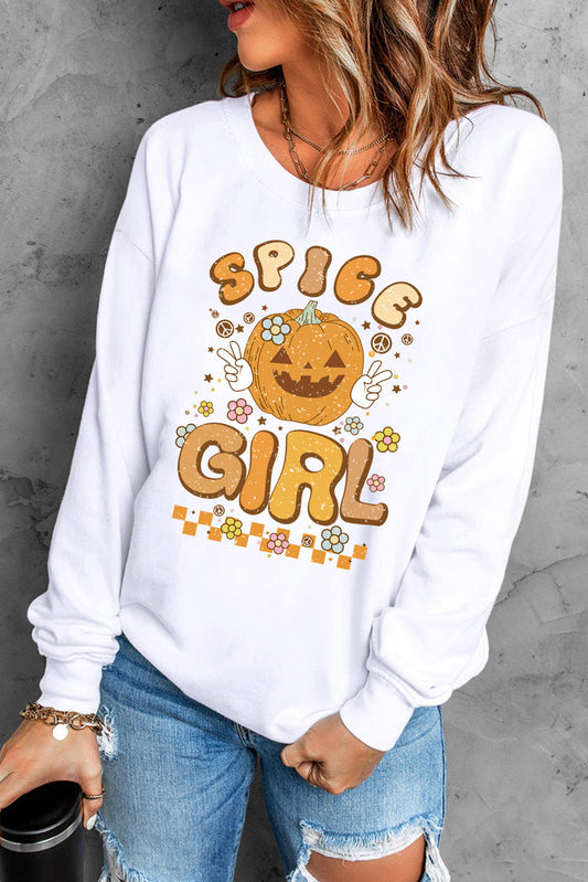 Round Neck Long Sleeve SPICE GIRL Graphic Sweatshirt NicholesGifts