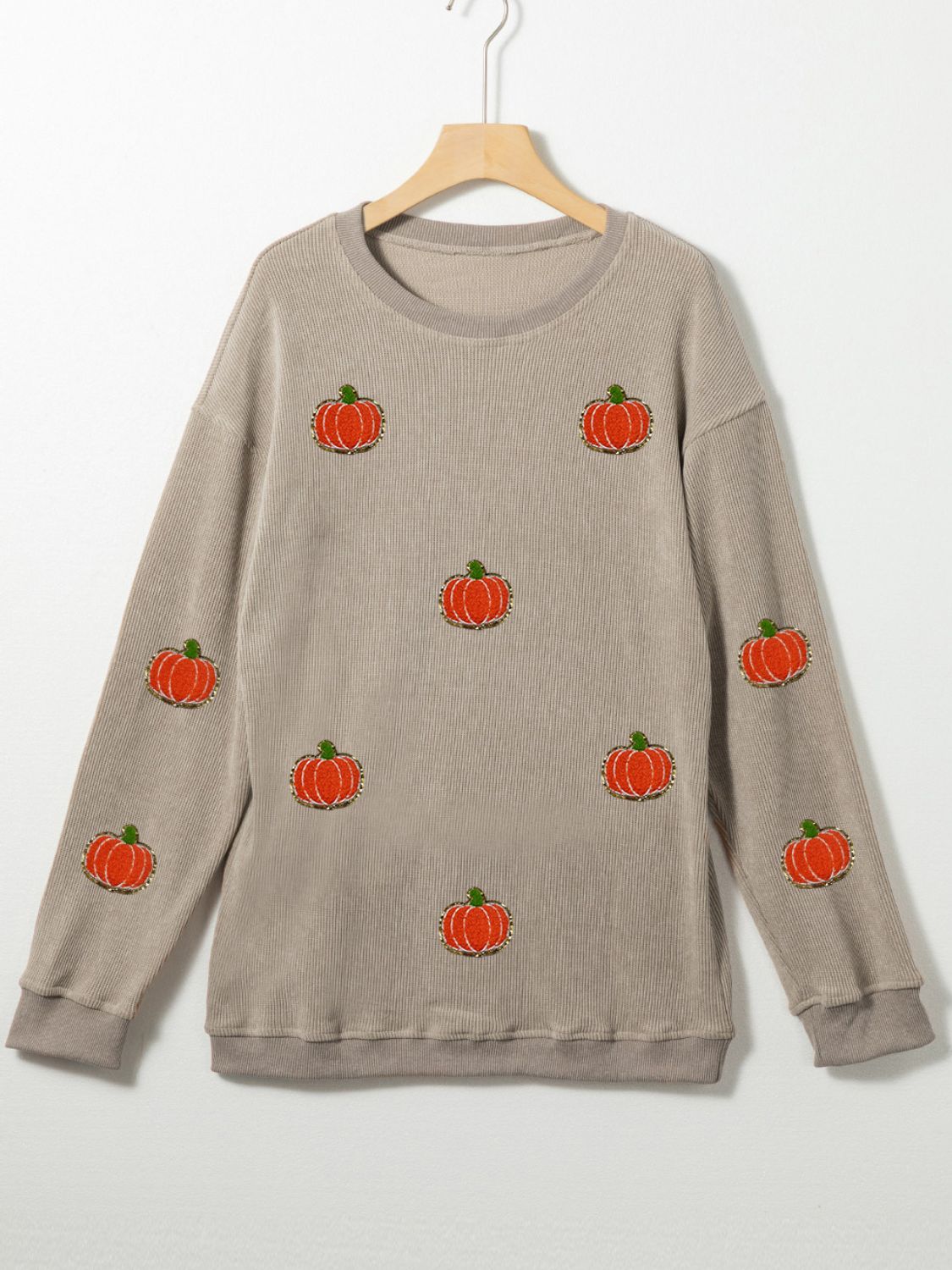 Pumpkin Round Neck Long Sleeve Sweatshirt NicholesGifts