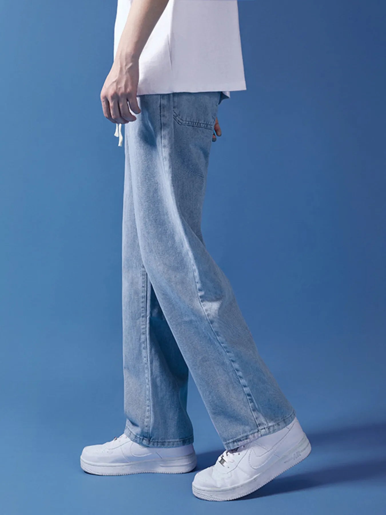 Men's Full Size Drawstring Relaxed Fit Jeans Plus Size