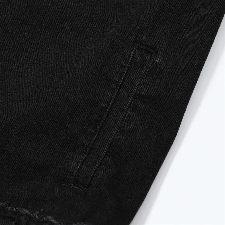 Men's Raw Hem Long Sleeve Denim Jacket Trendsi