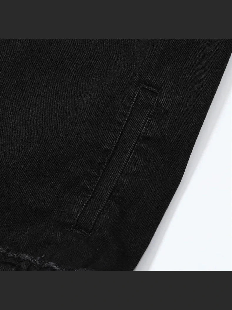 Men's Raw Hem Long Sleeve Denim Jacket Trendsi