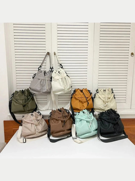 Drawstring Nylon Bucket Bag