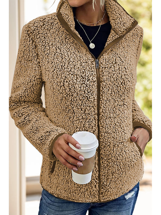 Pocketed Zip Up Turtleneck Jacket NicholesGifts