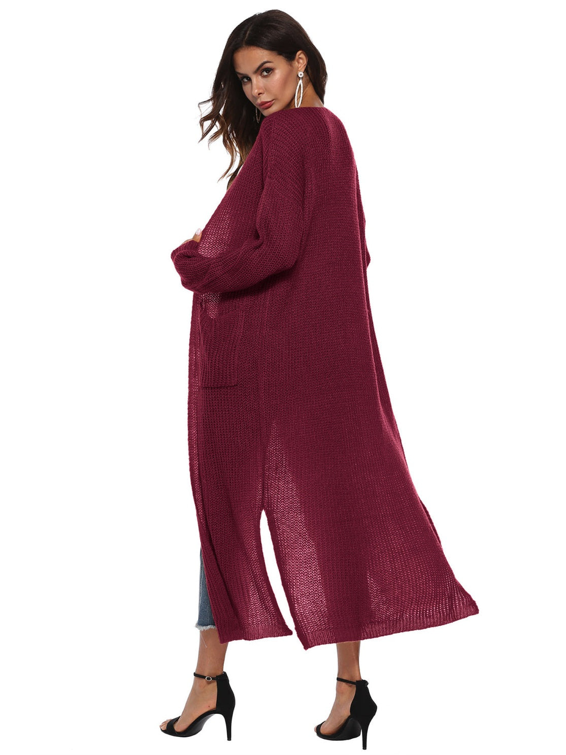Long Sleeve Open Front Buttoned Cardigan nicholesgifts
