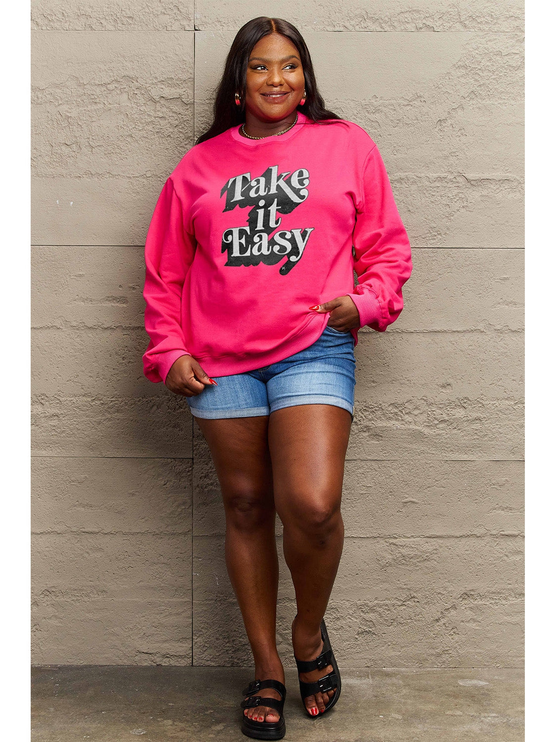 Simply Love Full Size TAKE IT EASY Graphic Sweatshirt NicholesGifts