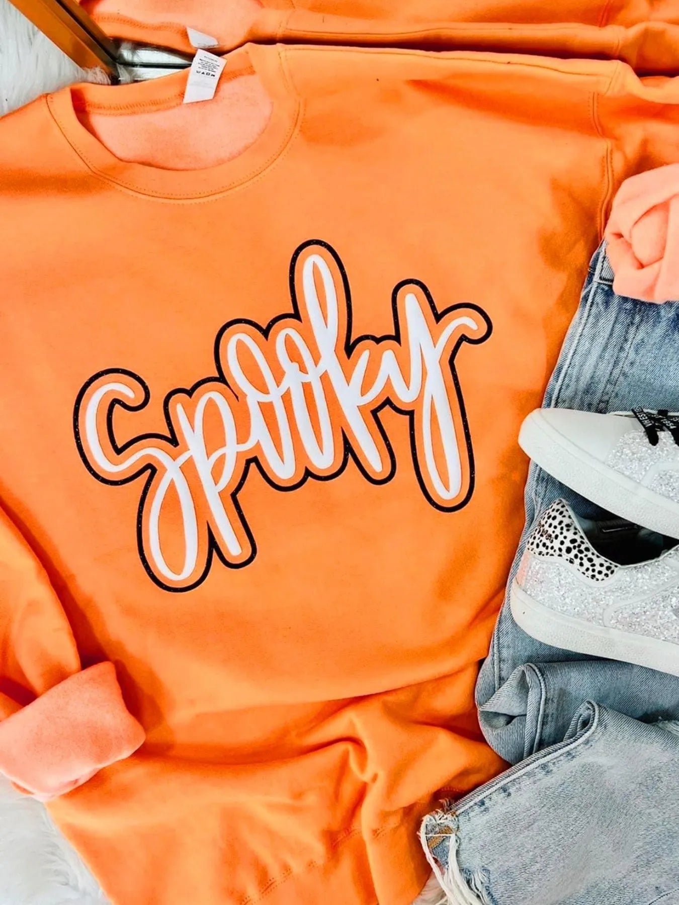 Spooky Round Neck Long Sleeve Sweatshirt