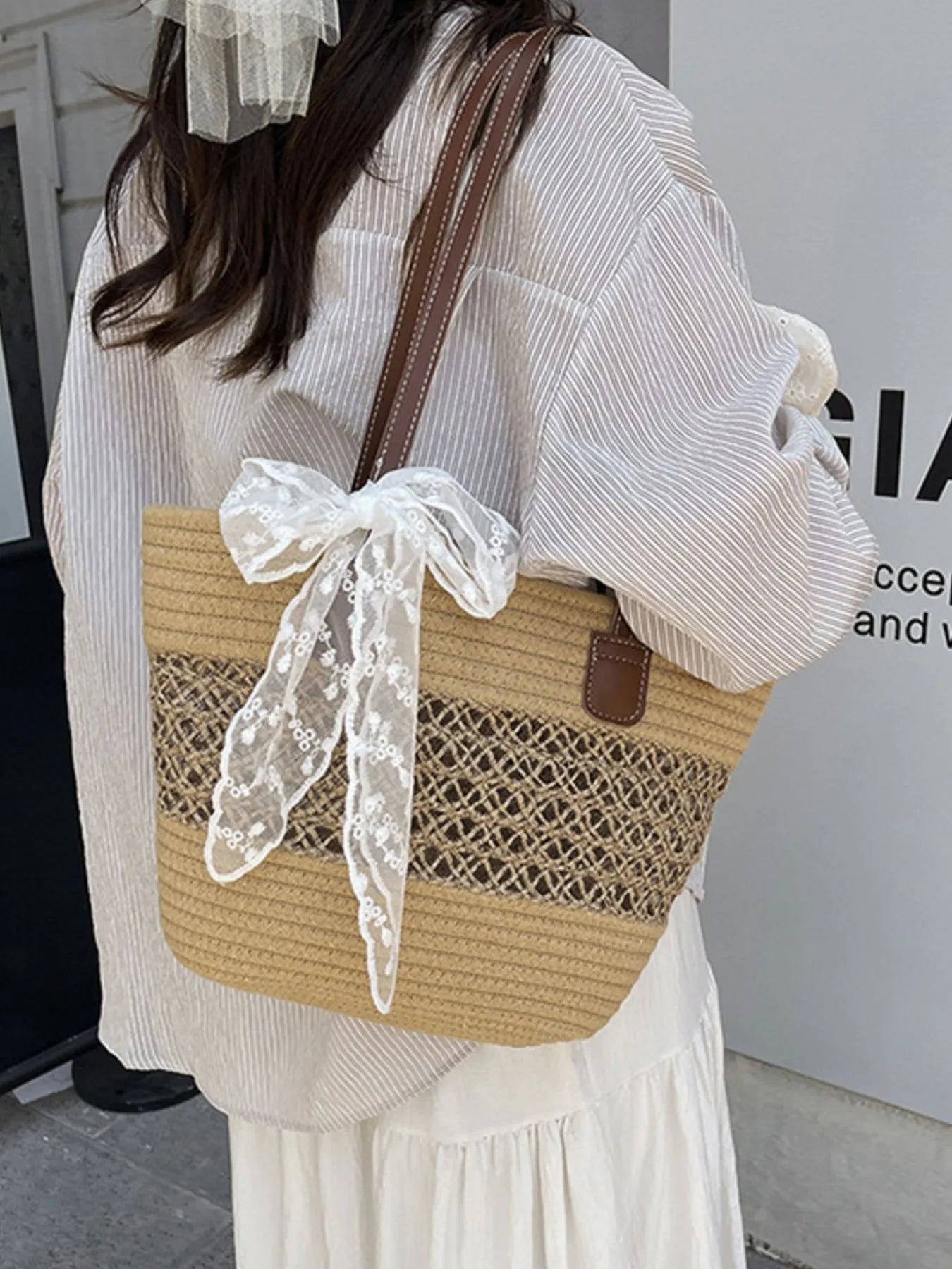 Woven Straw Shoulder Bag Trendsi