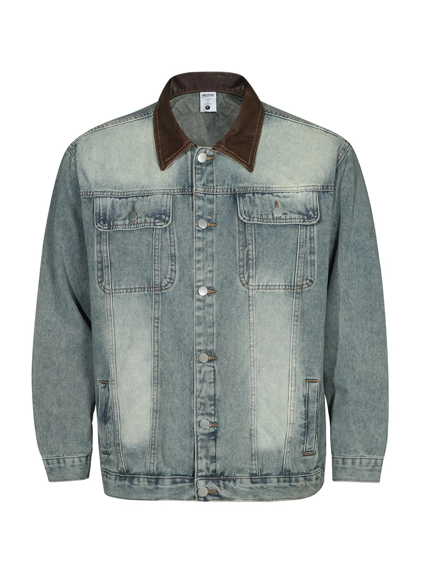 Men's Button Up Long Sleeve Denim Jacket Trendsi